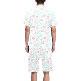 Clock time pattern blackground Men's V-Neck Short Pajama Set