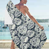 Sugar skull black white pattern Beach Towel
