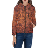 cacao beans tribal polynesian pattern Women's Padded Hooded Jacket