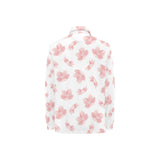 Pink sakura cherry blossom pattern Women's Long Sleeve Polo Shirt