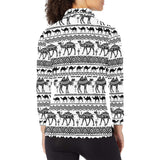 Camel polynesian tribal pattern Women's Long Sleeve Polo Shirt