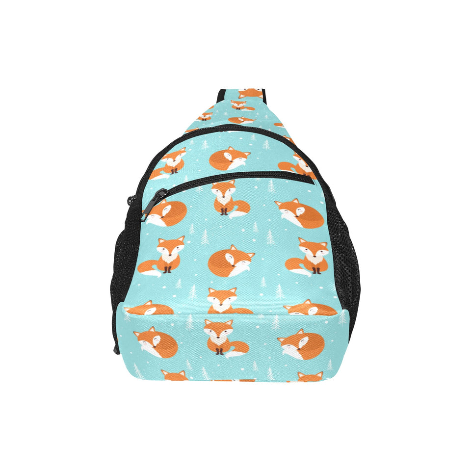 Fox pattern blue b ackground All Over Print Chest Bag