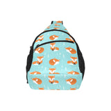 Fox pattern blue b ackground All Over Print Chest Bag