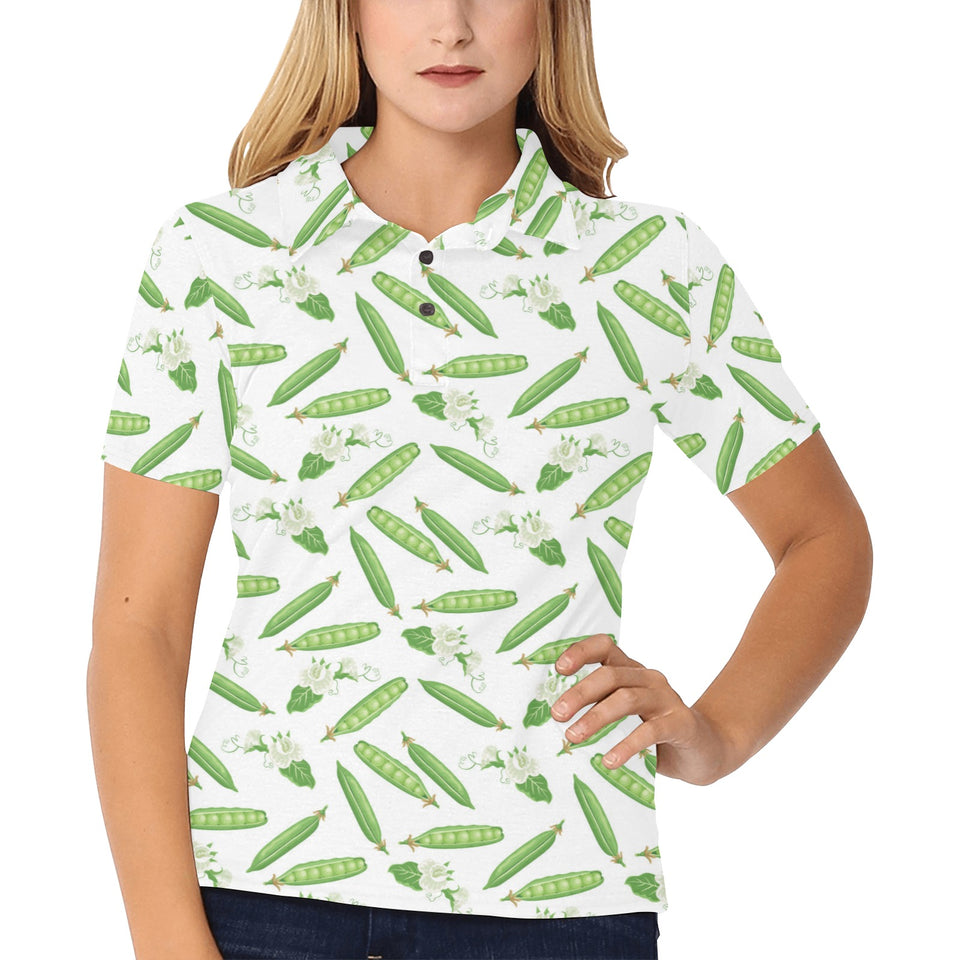 Green Peas Pattern Print Design 04 Women's All Over Print Polo Shirt