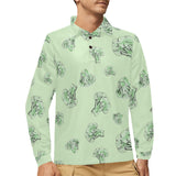 broccoli sketch pattern Men's Long Sleeve Polo Shirt