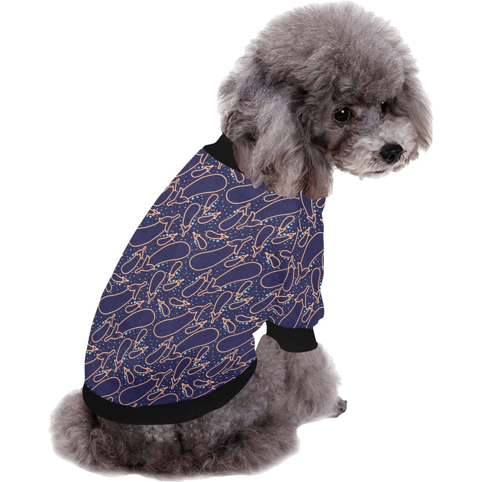 Eggplant Pattern Print Design 04 All Over Print Pet Dog Round Neck Fuzzy Shirt