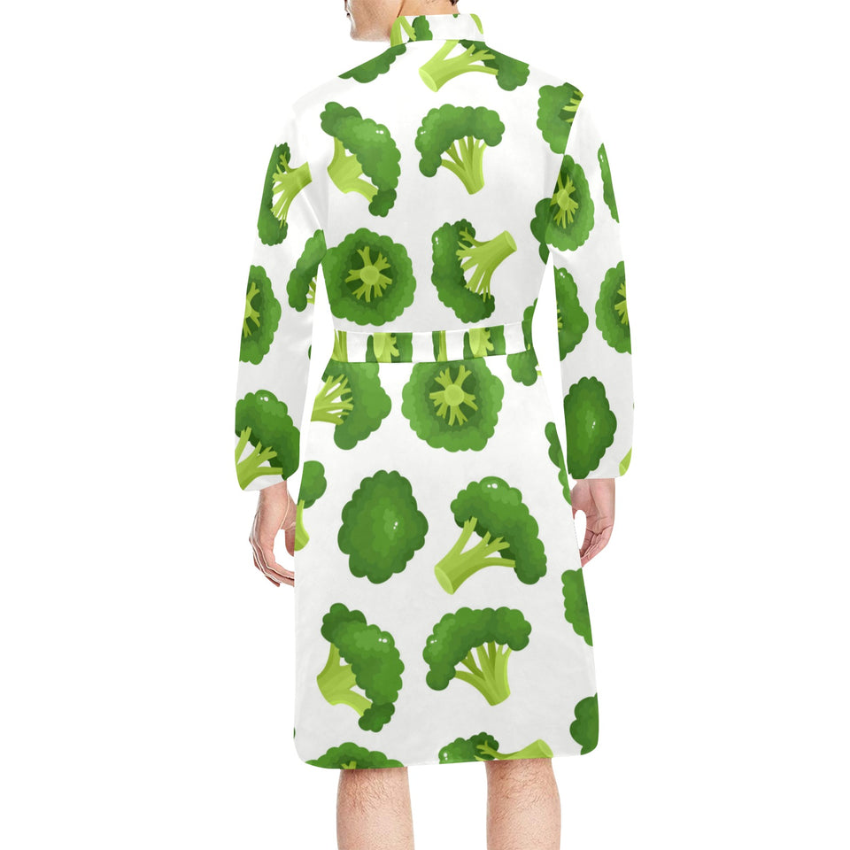 Cute broccoli pattern Men's Long Sleeve Belted Night Robe