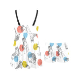 Siberian husky and colorful circle pattern Chest Sexy Pleated Two Piece Swim Dress