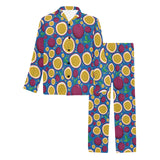 Passion fruit blue background Men's Long Pajama Set