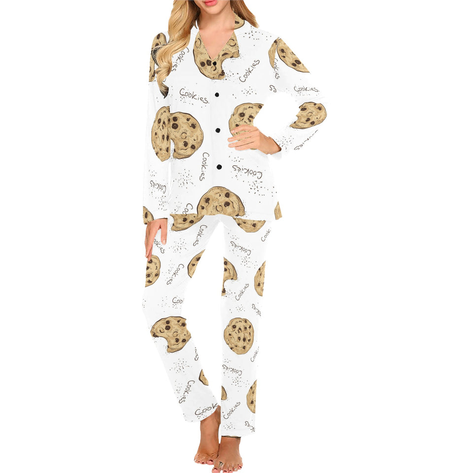 Sketch style cookie pattern Women's Long Pajama Set