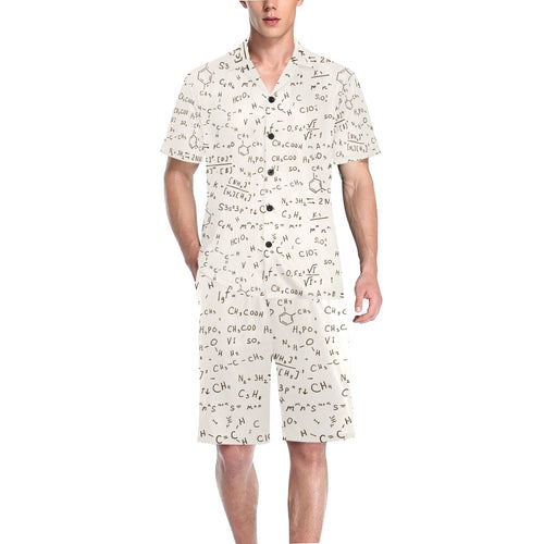 Chemistry Periodic Table Pattern Print Design 04 Men's V-Neck Short Pajama Set