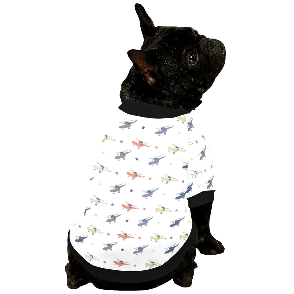 Cute helicopter star pattern All Over Print Pet Dog Round Neck Fuzzy Shirt