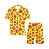 Dice Pattern Print Design 04 Men's V-Neck Short Pajama Set
