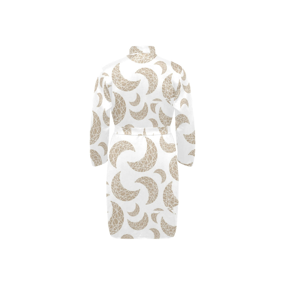 Cool gold moon abstract pattern Men's Long Sleeve Belted Night Robe