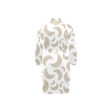 Cool gold moon abstract pattern Men's Long Sleeve Belted Night Robe