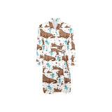 sea lion Seals jellyfish pattern Men's Long Sleeve Belted Night Robe