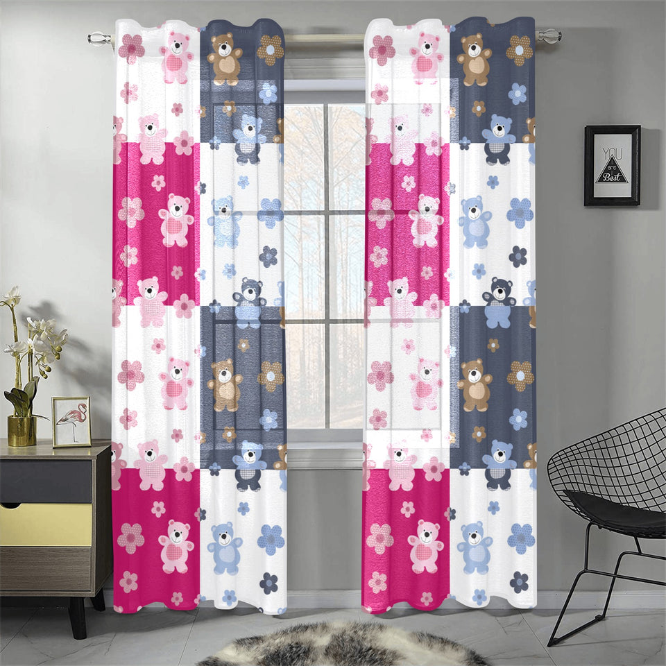 Teddy Bear Pattern Print Design 03 Gauze Curtain
