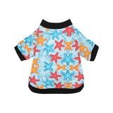 Blue red orange starfish pattern All Over Print Pet Dog Round Neck Fuzzy Shirt