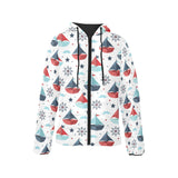 Cute color paper sailboat pattern Women's Padded Hooded Jacket