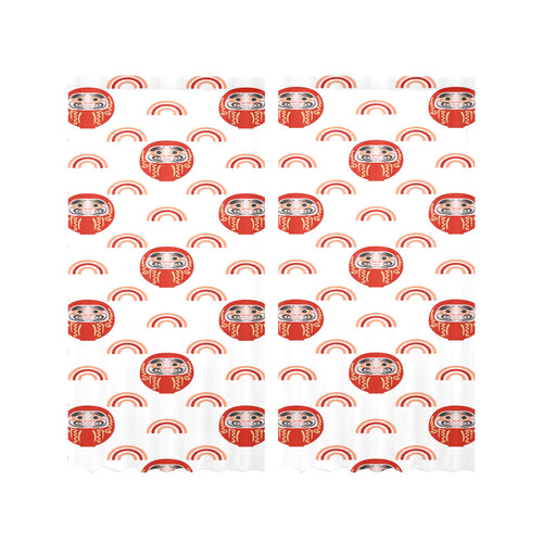 Daruma japanese wooden doll design pattern Gauze Curtain