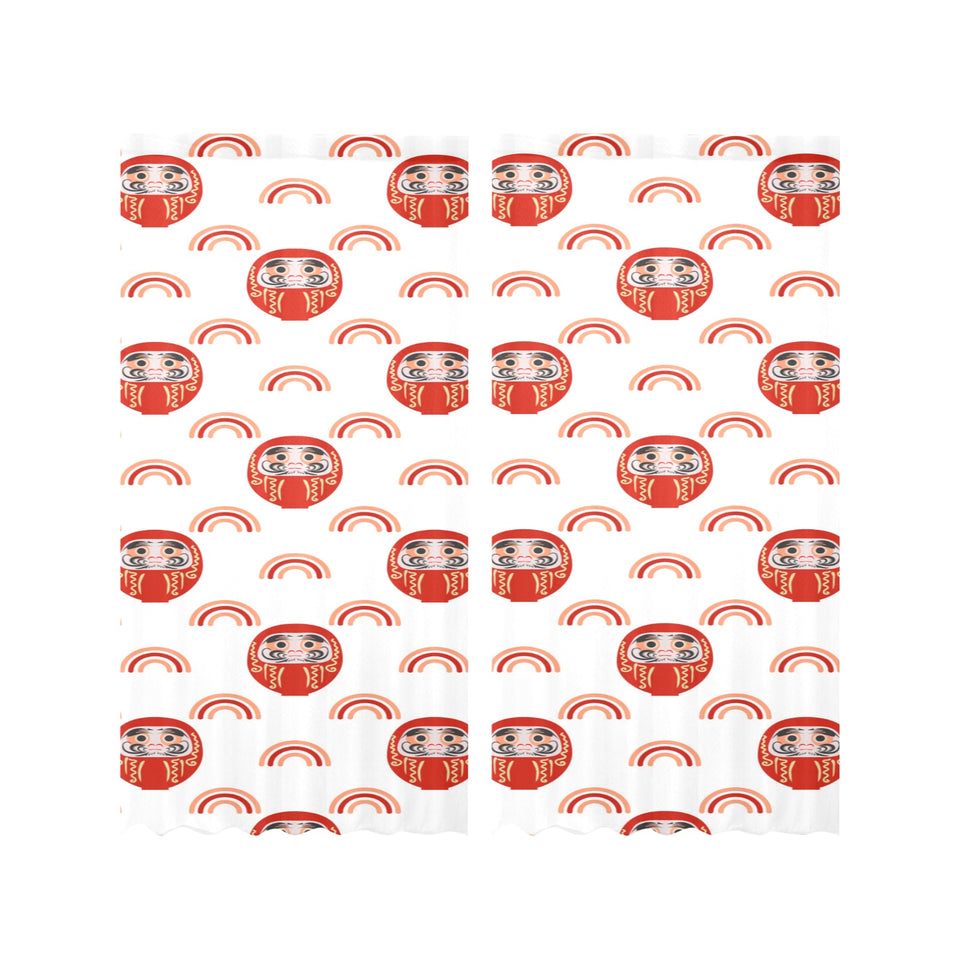 Daruma japanese wooden doll design pattern Gauze Curtain