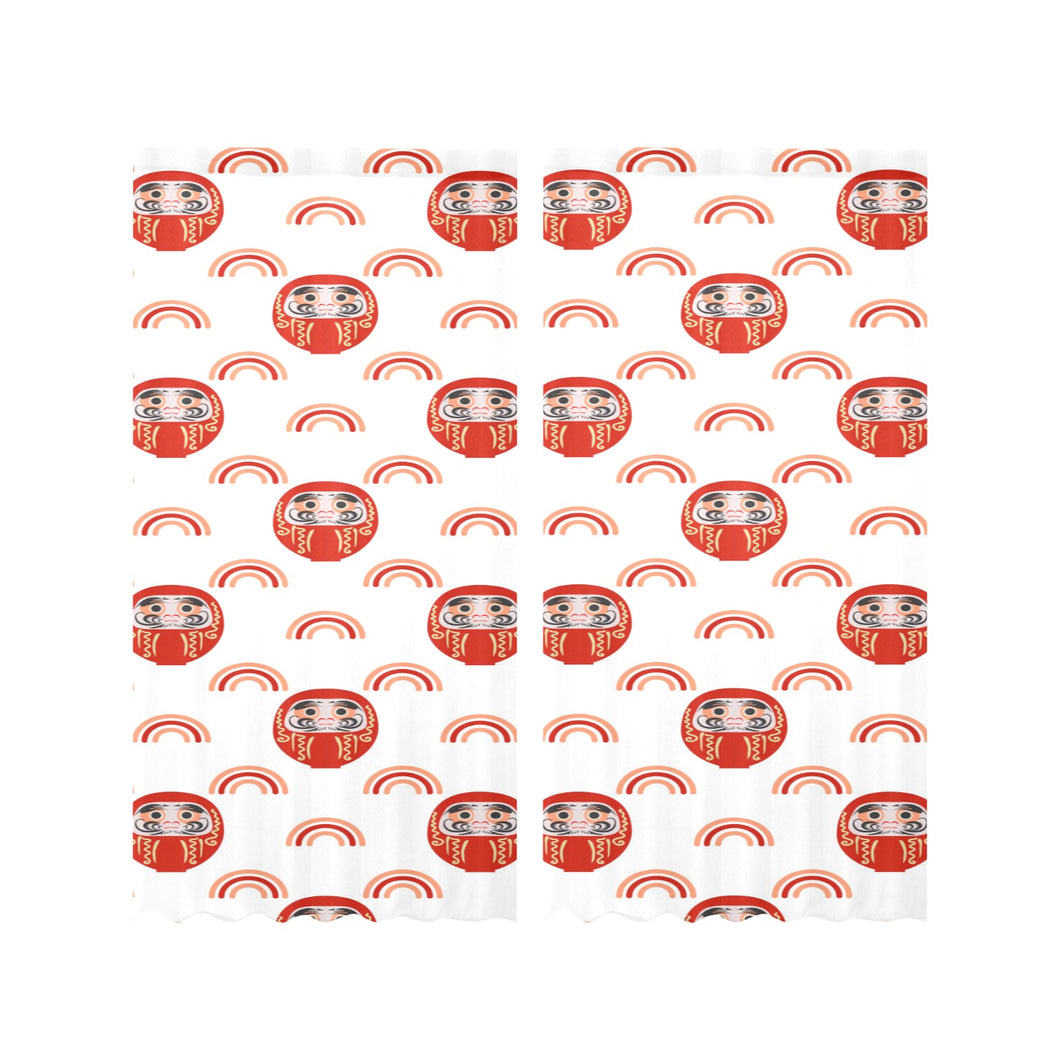 Daruma japanese wooden doll design pattern Gauze Curtain