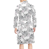 Cute french bulldog head pattern Men's Long Sleeve Belted Night Robe