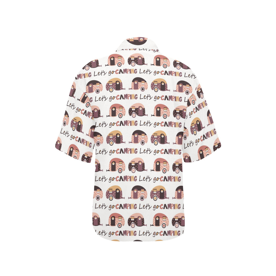 Camper Van Pattern Print Design 01 Women's All Over Print Hawaiian Shirt