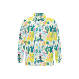 Cute parrot toucan flamingo cactus exotic leaves p Men's Long Sleeve Polo Shirt