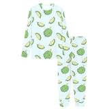 Durian pattern blue background Women's All Over Print Pajama Set