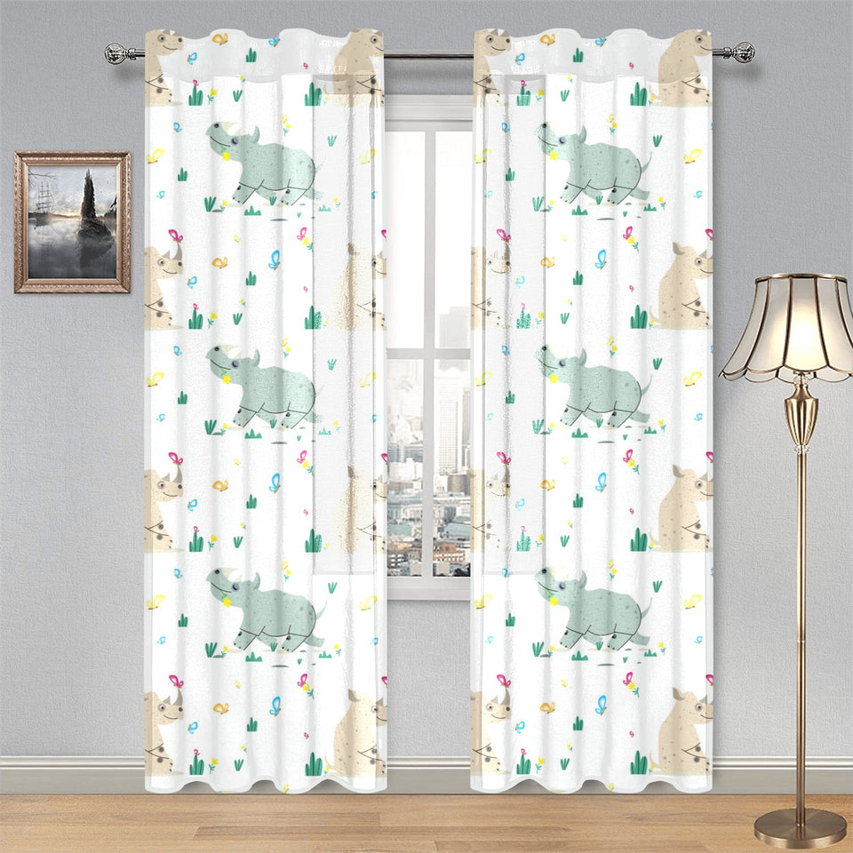 Cute Rhino pattern Gauze Curtain