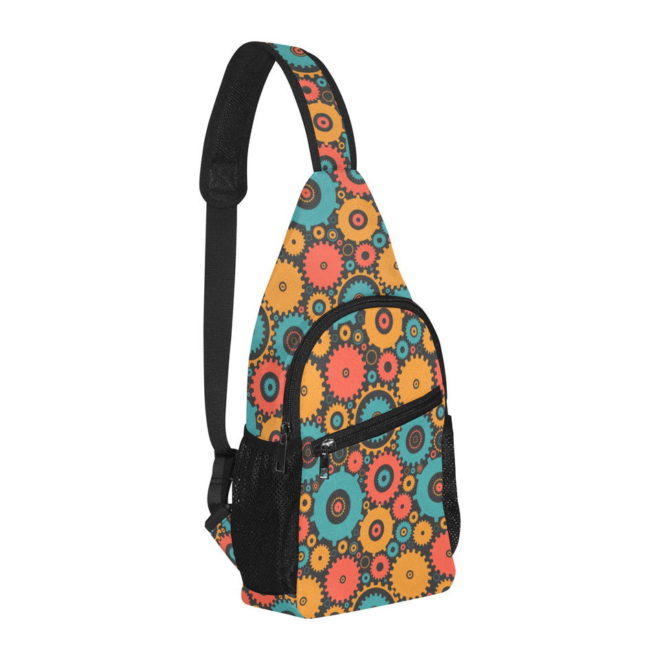 Gear Pattern Print Design 01 All Over Print Chest Bag