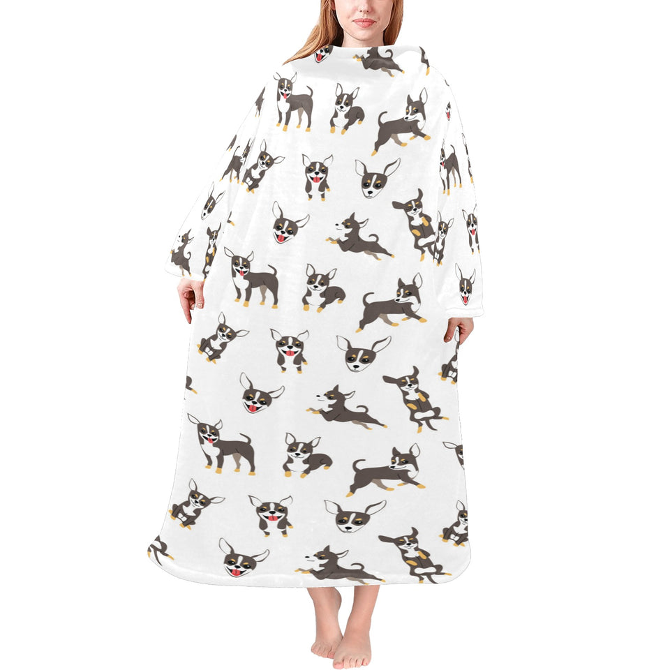 Chihuahua dog pattern Blanket Robe with Sleeves