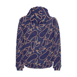 Eggplant Pattern Print Design 04 Men's Padded Hooded Jacket