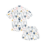 Cute sleeping sheep moon cloud pattern Kids' Boys' Girls' V-Neck Short Pajama Set