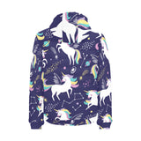 Hand drawn cute unicorn star planet Men's Padded Hooded Jacket