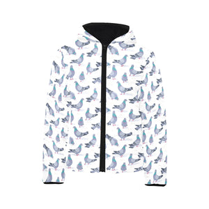 Pigeon Pattern Print Design 03 Kids' Boys' Girls' Padded Hooded Jacket