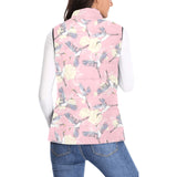 Japanese crane rose pattern Women's Padded Vest