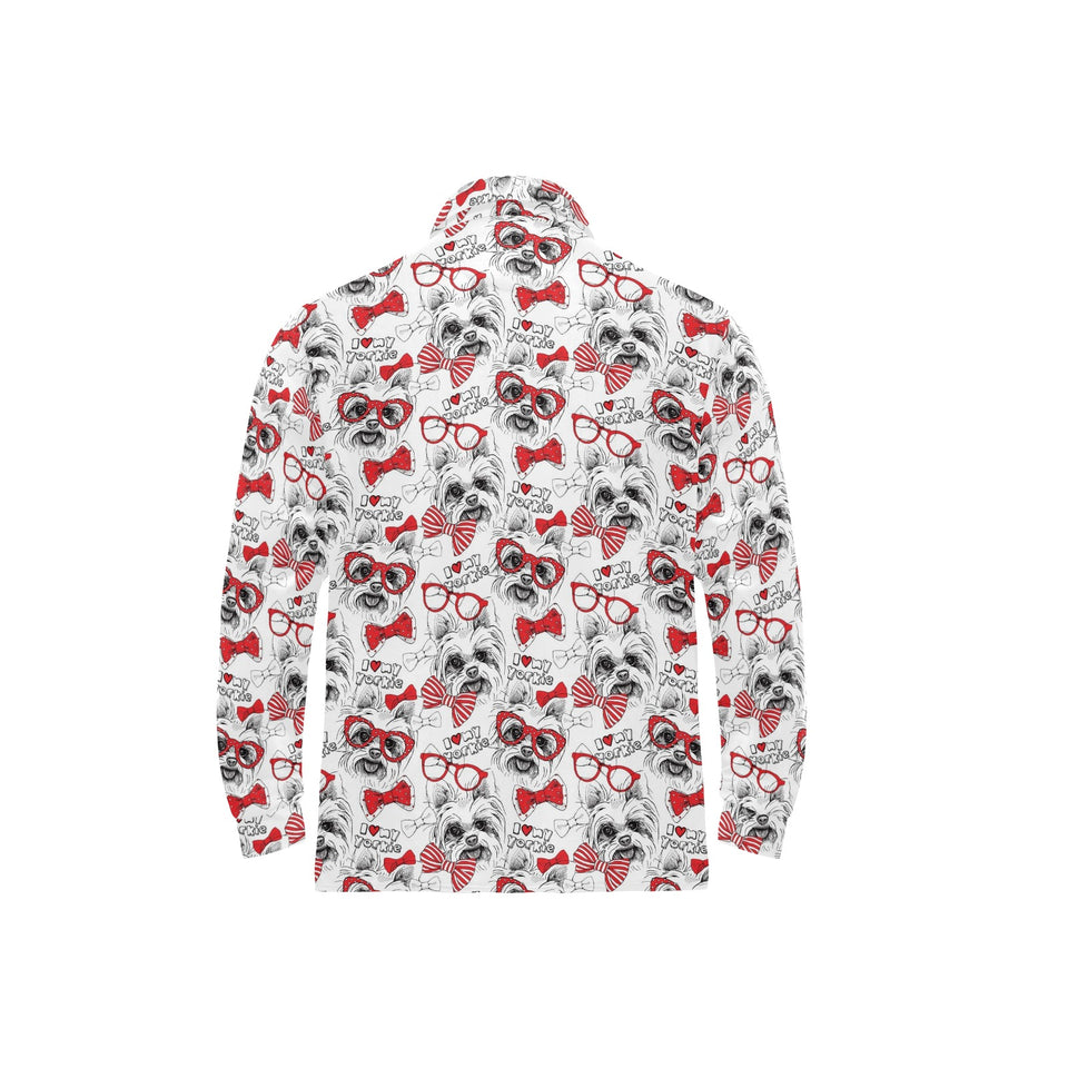 Yorkshire Terrier Pattern Print Design 04 Men's Long Sleeve Polo Shirt