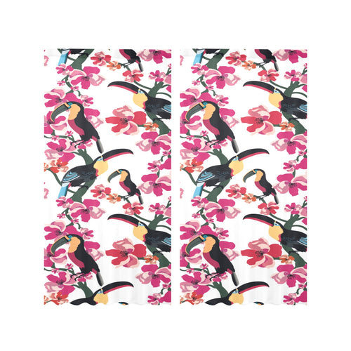 Toucan flower design pattern Gauze Curtain