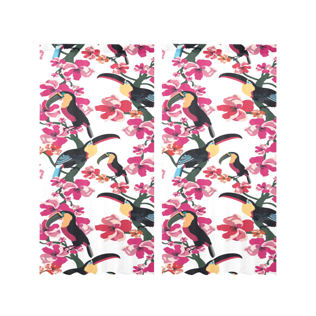Toucan flower design pattern Gauze Curtain