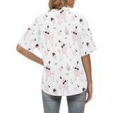 Poodle dog rose cake pattern Women's All Over Print Hawaiian Shirt