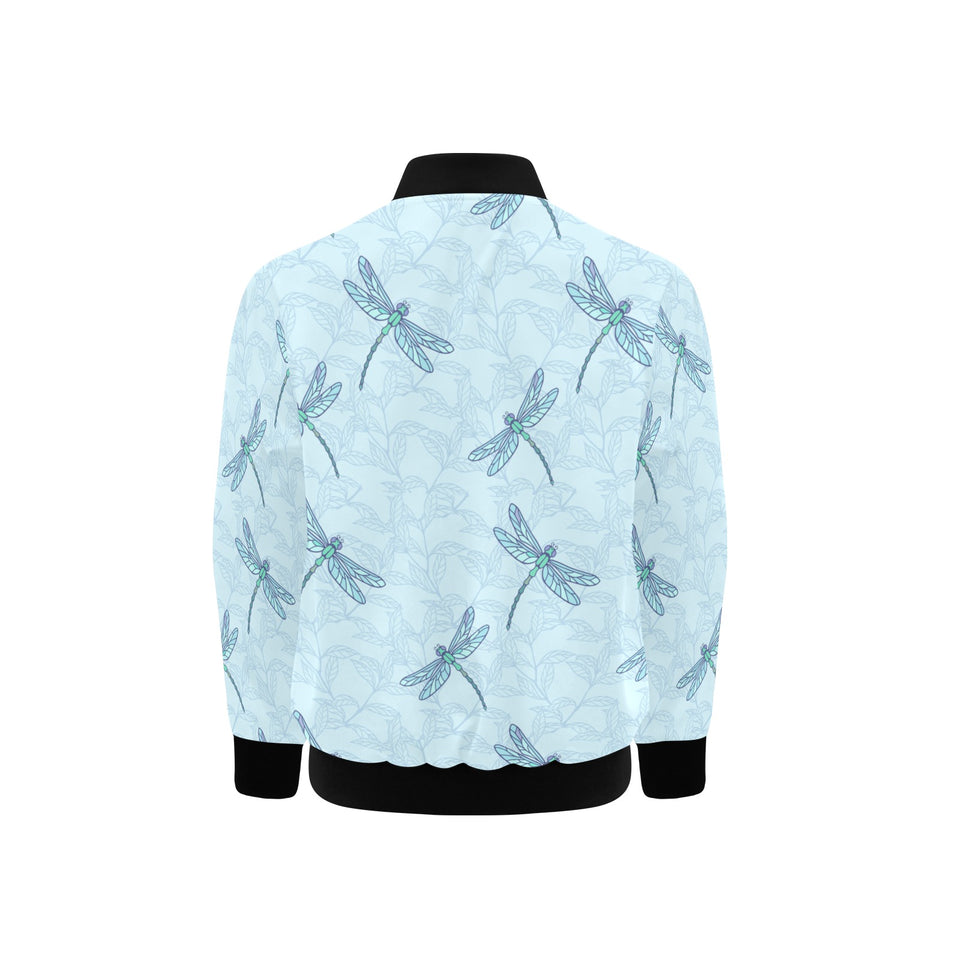 Dragonfly pattern blue background Kids' Boys' Girls' Bomber Jacket