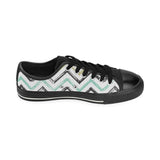 zigzag  chevron paint pattern Men's Low Top Canvas Shoes Black