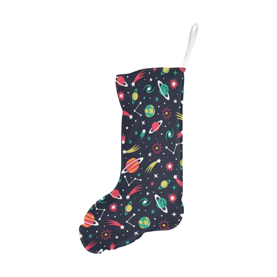 colorful space pattern planet star Christmas Stocking