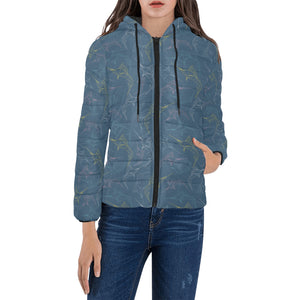 Swordfish Pattern Print Design 02 Women's Padded Hooded Jacket
