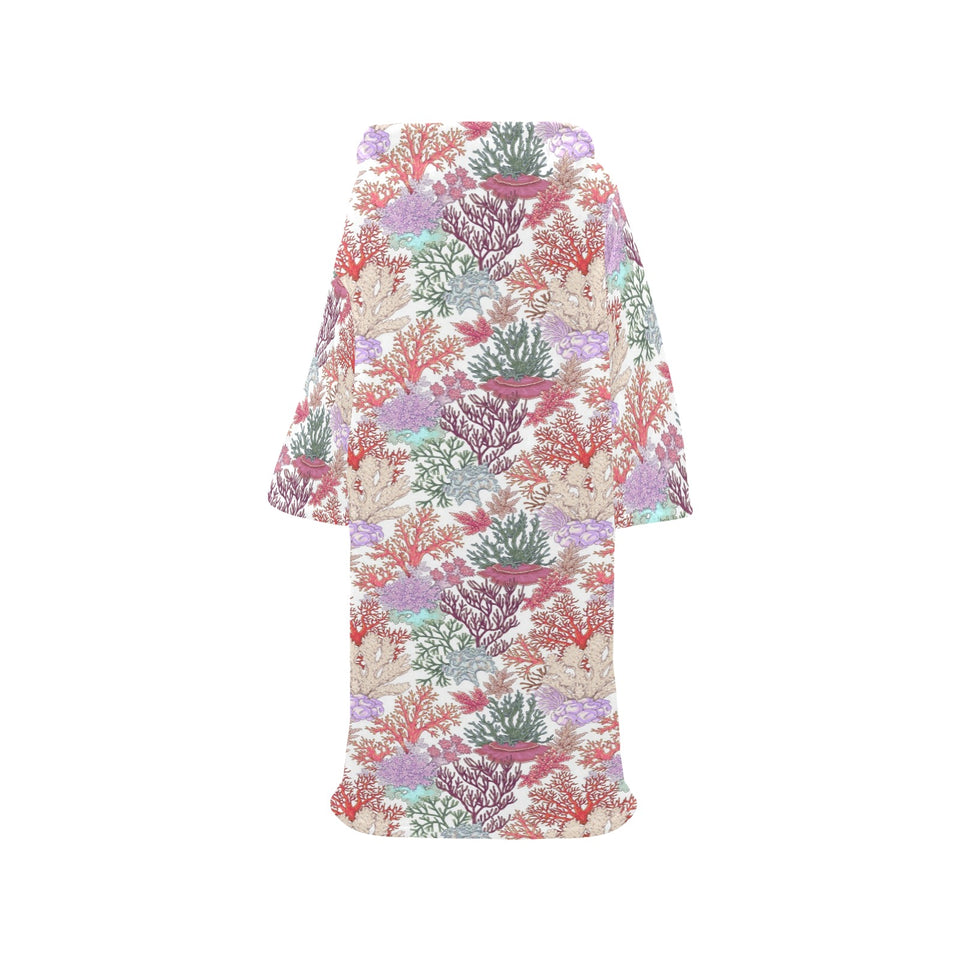 Coral Reef Pattern Print Design 03 Blanket Robe with Sleeves