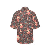 fox leaves mushroom pattern Women's All Over Print Hawaiian Shirt