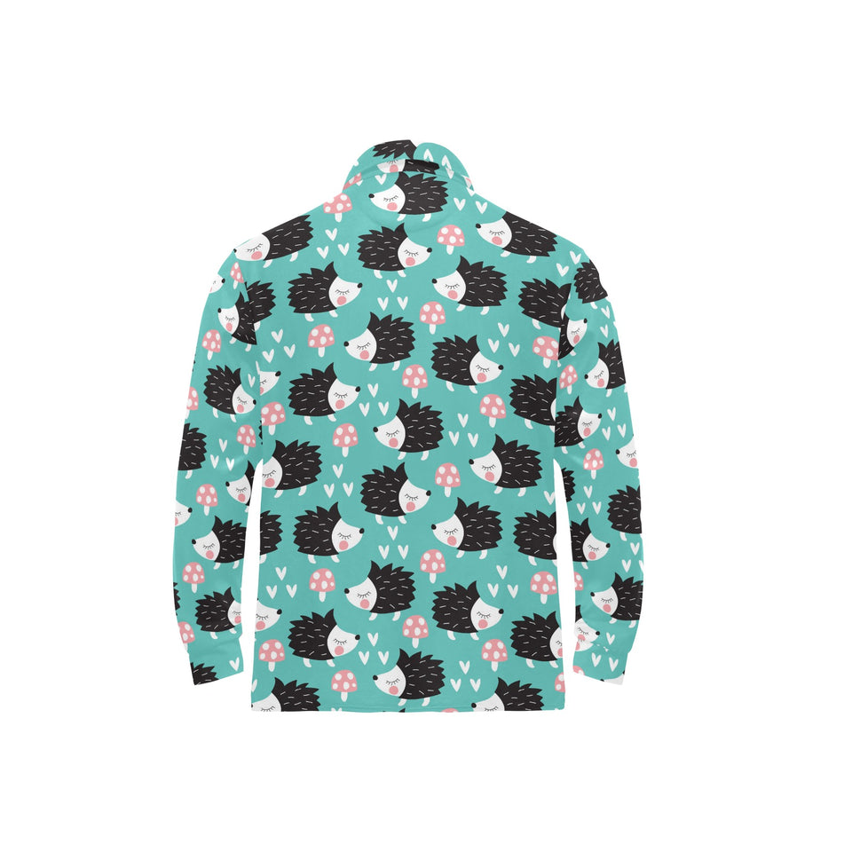 Hedgehog Pattern Print Design 03 Men's Long Sleeve Polo Shirt