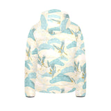 Bonsai bamboo stork japanese pattern cream theme Kids' Boys' Girls' Padded Hooded Jacket